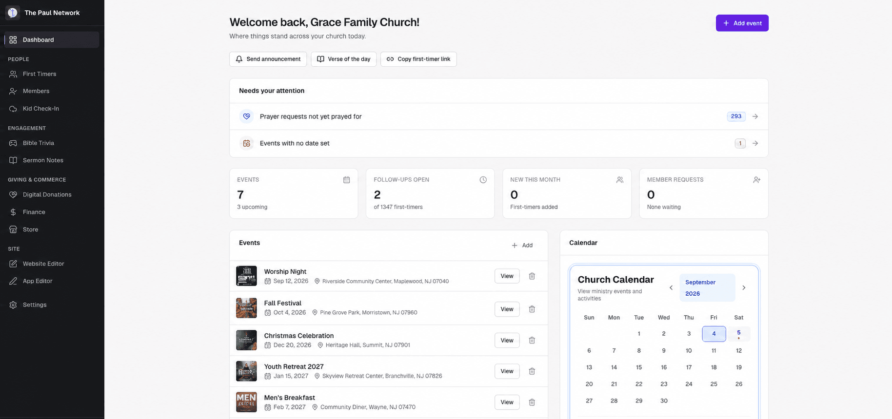 The Paul Network dashboard